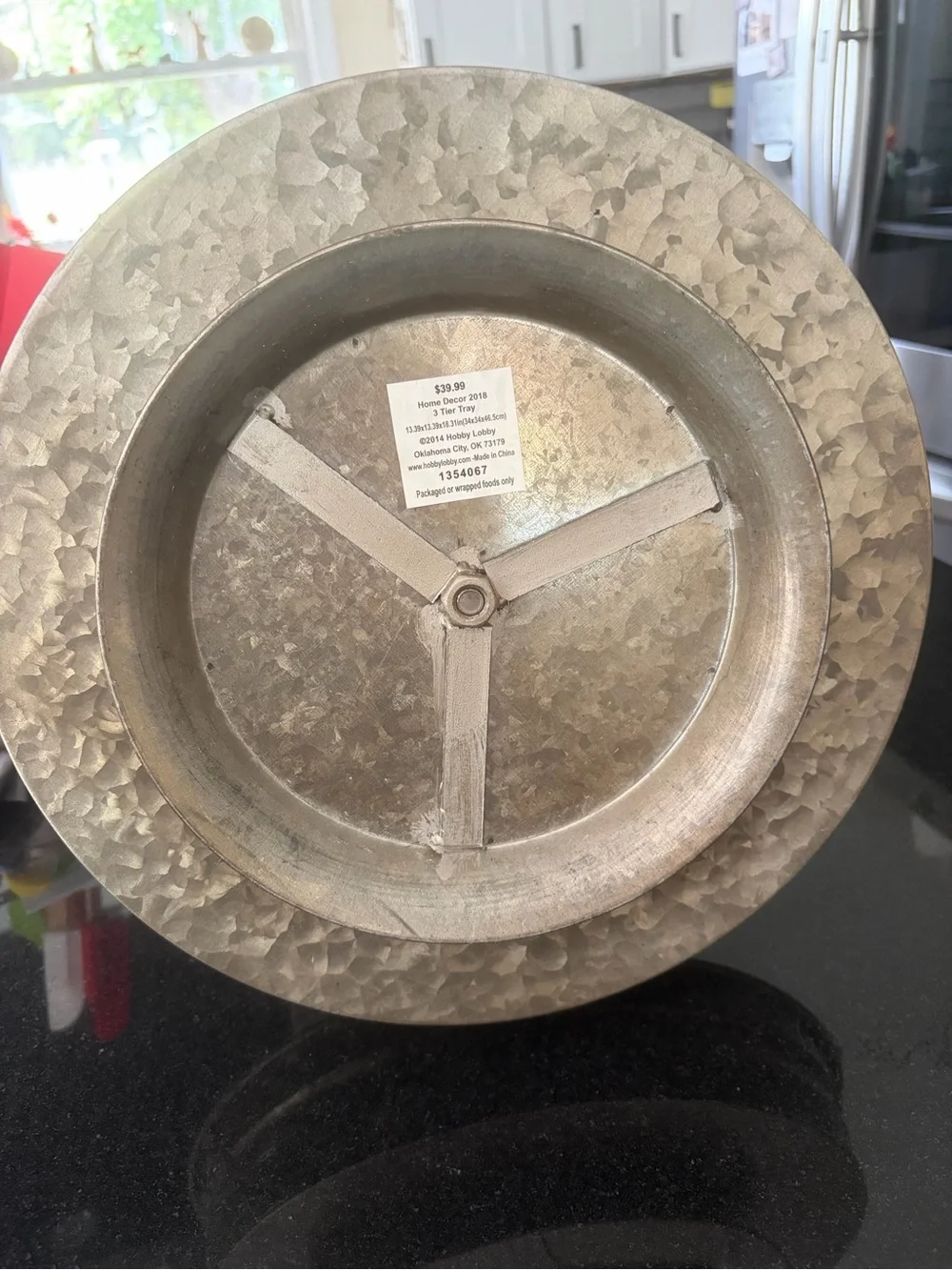 Hobby Lobby Hammered Metal Three-Tier Tray in Silver Gray